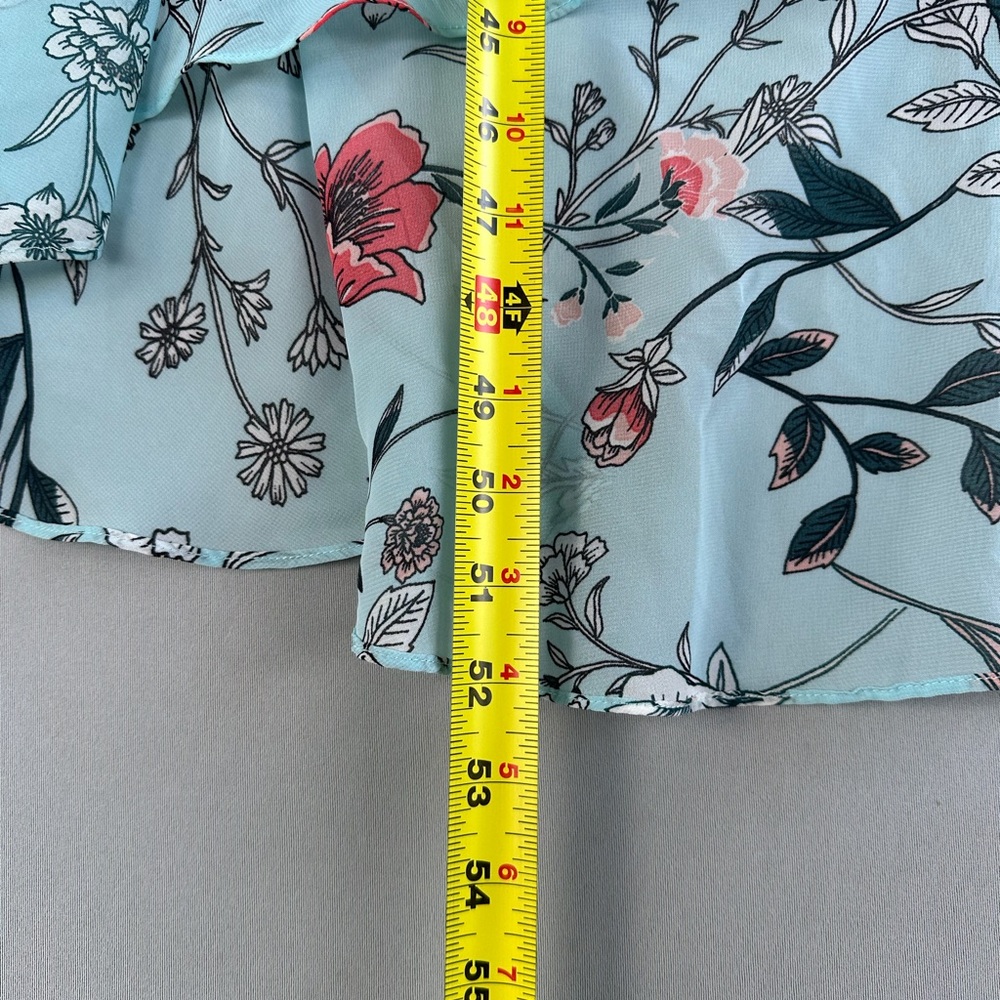 Floral Ruffle Midi Dress - Light Blue - Picture 7 of 11